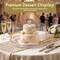 Basicwise Plastic Cake Stand with Clear Flat-Top Cover and Gold Handles Ribbed Serving Tray for Cupcakes Fruits Salads and Desserts Transparent Table Display for Parties and Events